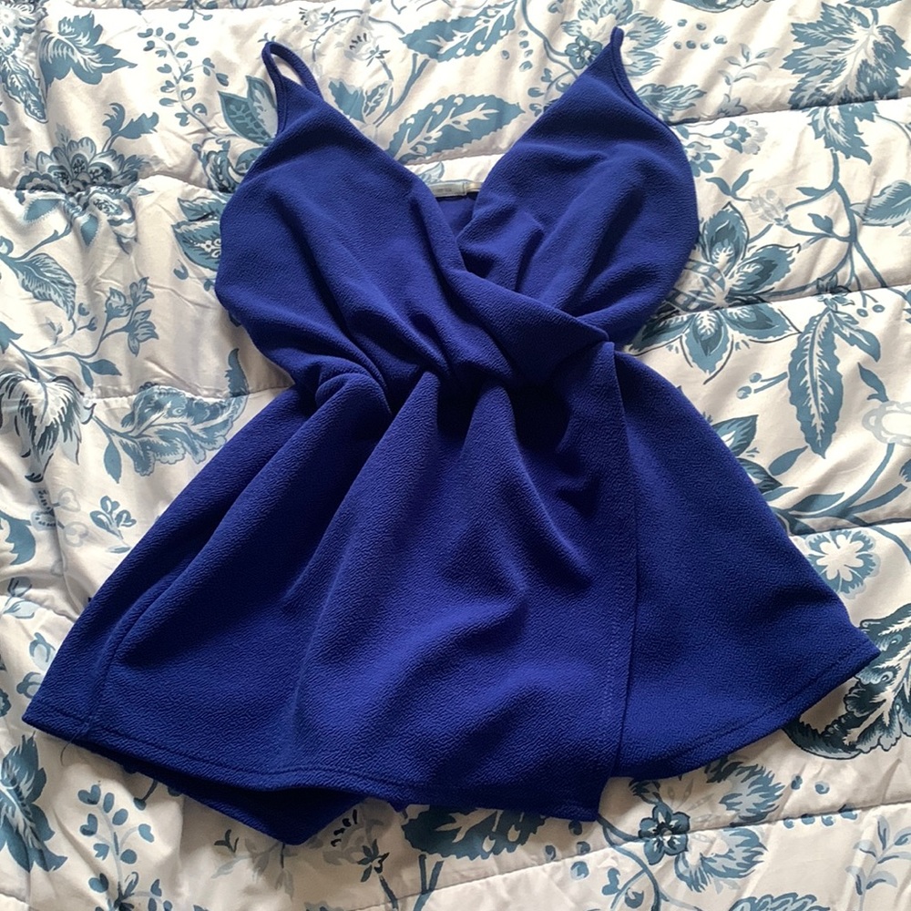 Kimchi Blue V-Neck Royal Blue Skort Romper (UO?)